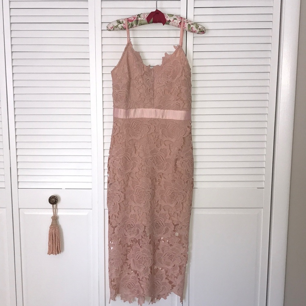 Pink Akira Lace MIDI Dress